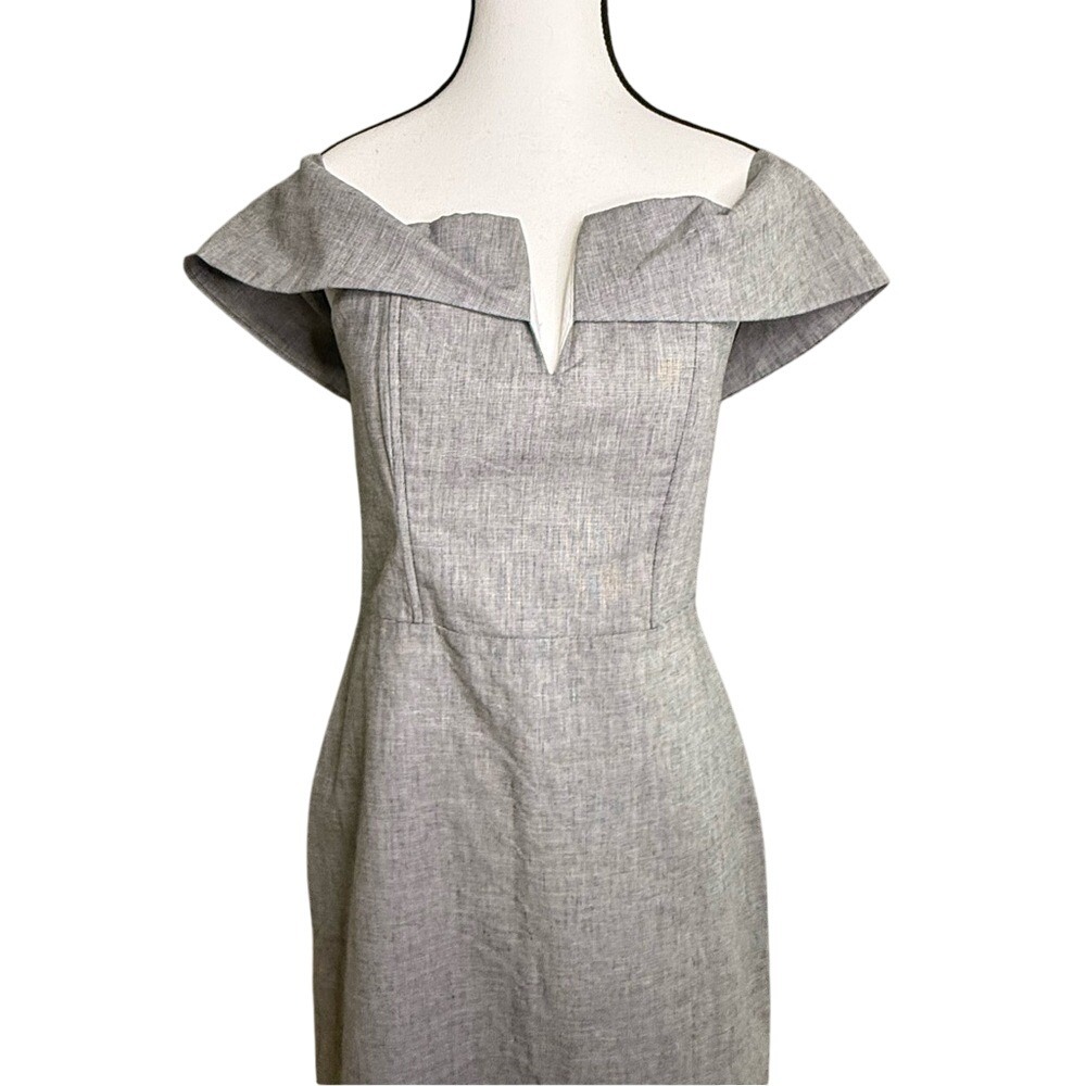 Naked Zebra‎ Gray Off-Shoulder Dress Size Small Workwear Sheath Sleeveless
